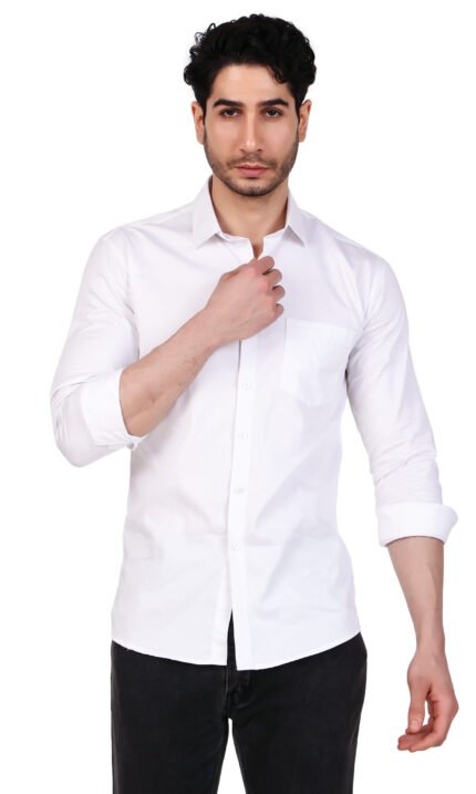 Mens White Cotton Shirt