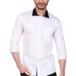 White Shirt with Black Collar