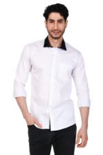 White Shirt with Black Collar