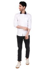 Dor Men's Solid Shirt | White Shirt | Black Collar - Image 2