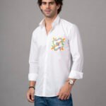 Dor Casual hand painted shirt-fighter jet contour