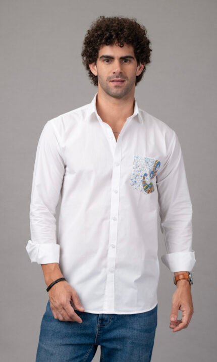 hand painted peacock shirt