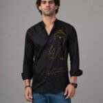 Dor Casual hand embroidered shirt-Buddha line art design