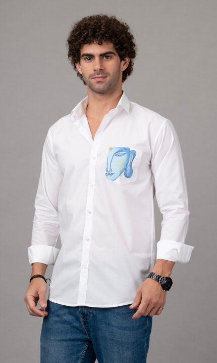 Dor Casual Shirt, Hand-Painted Shirt, Buddha Shirt, Artistic Menswear, Dortrends Fashion