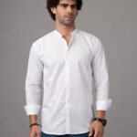 Dor Casual Men’s Solid Shirt -Pure Cotton Shirt with a Mandarin Collar