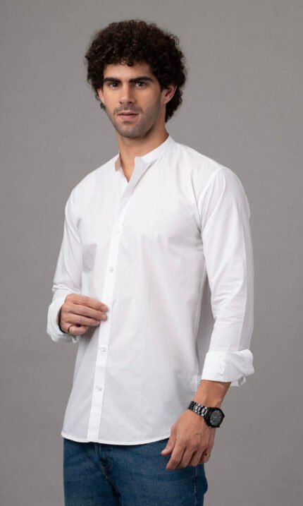Dor , Dor dortrends Men’s Cotton Shirt, Solid Cotton Shirt, Mandarin Collar Shirt, Pure Cotton Men’s Shirt