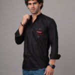 Dor Casual hand embroidered shirt-Buddhist umbrella symbol