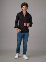 Dor Casual Cotton Shirt-Pure Cotton Slim Fit Shirt with Wooden Button - Image 3