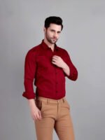 solid maroon formal shirt