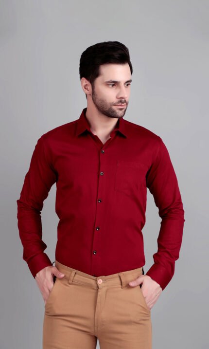 solid maroon formal shirt