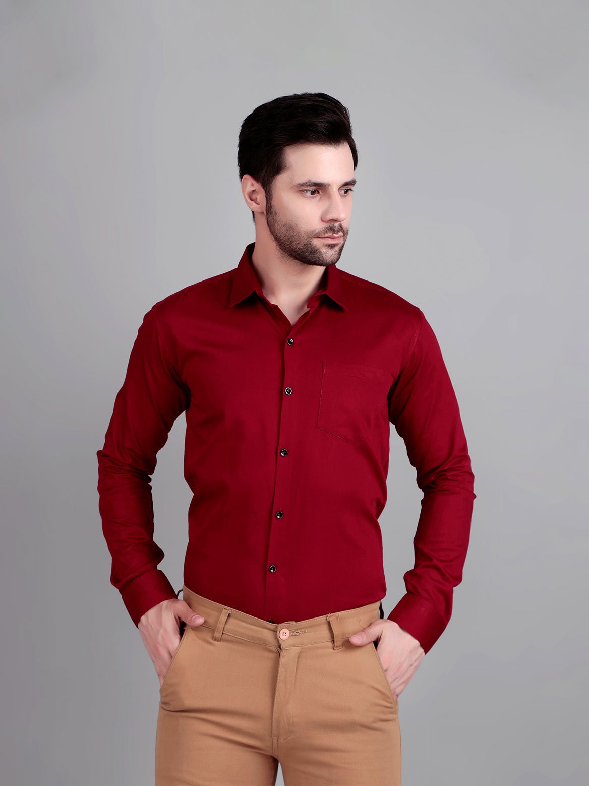 5 solid maroon formal shirt