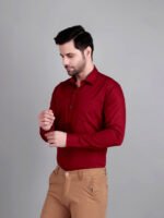 solid maroon formal shirt