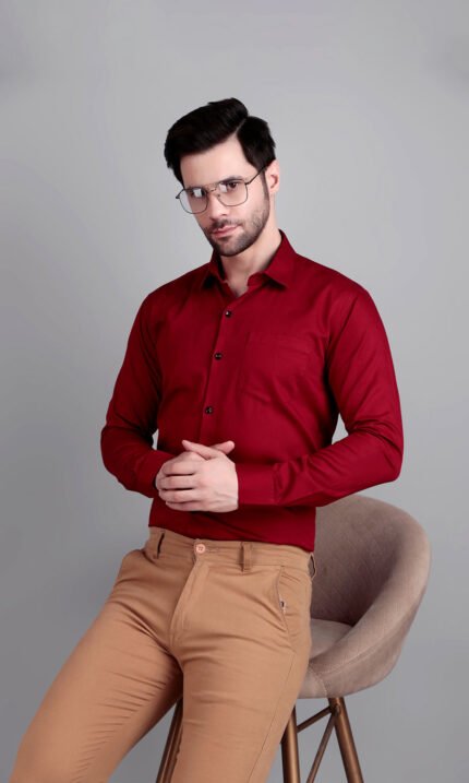 solid maroon formal shirt