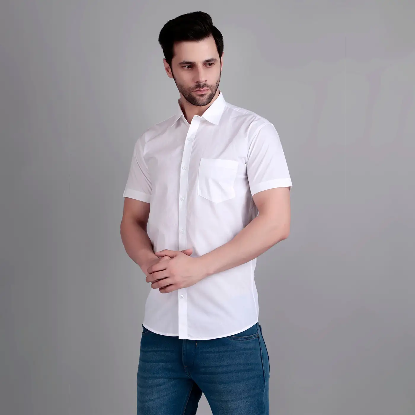 white casual half shirt