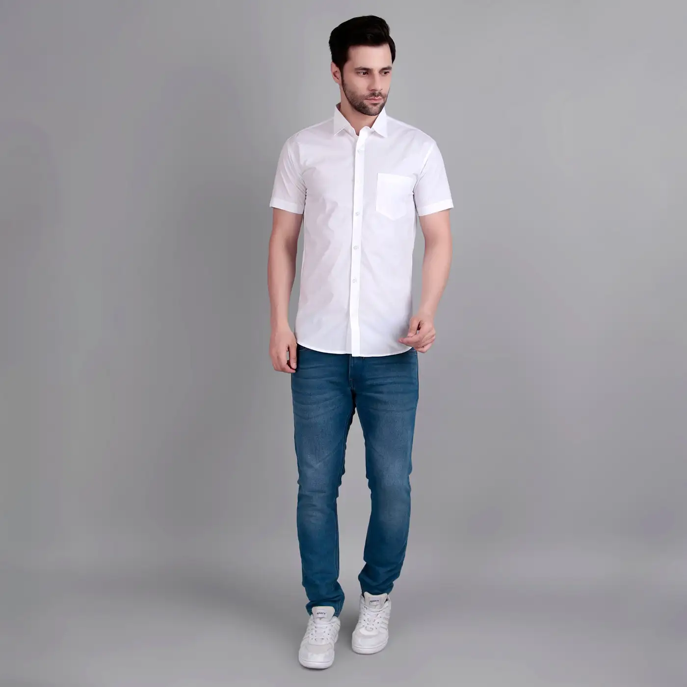 white casual half shirt