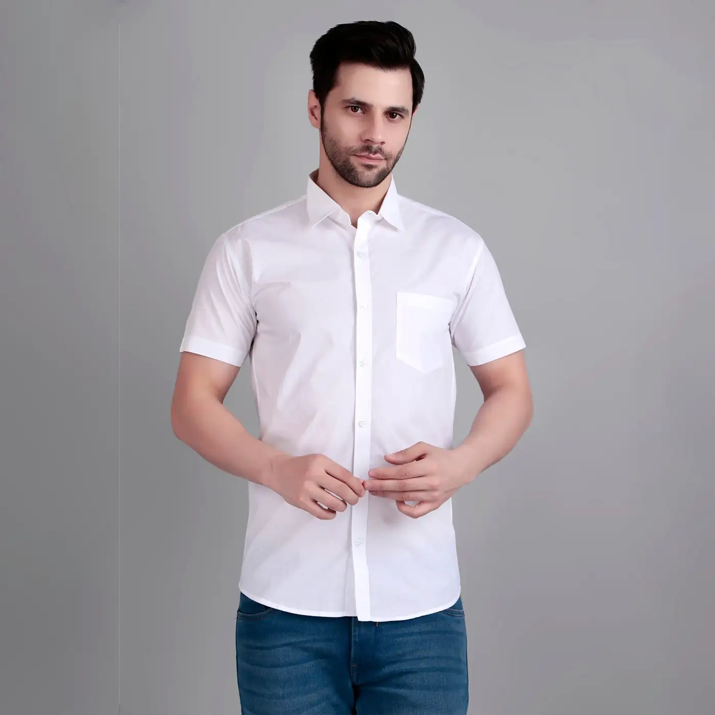 white casual half shirt