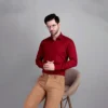 solid maroon formal shirt
