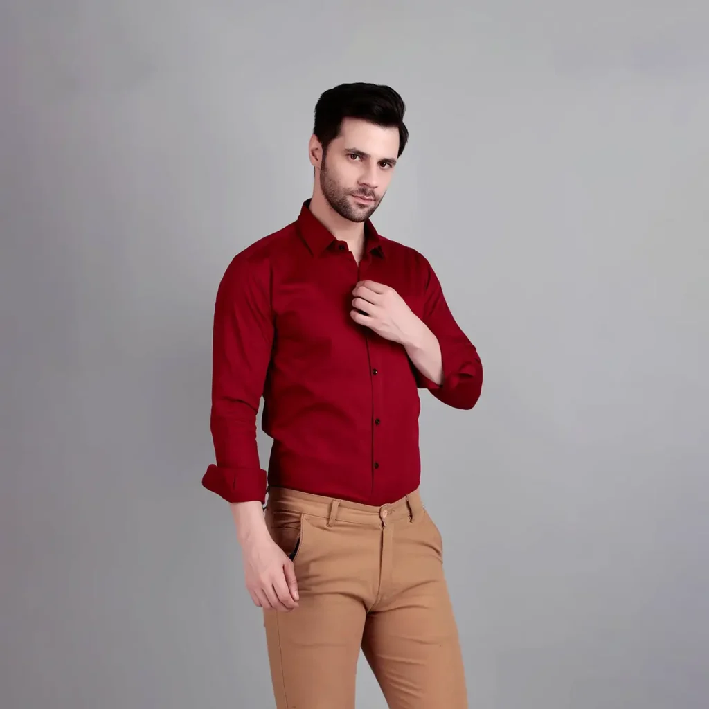 solid maroon formal shirt