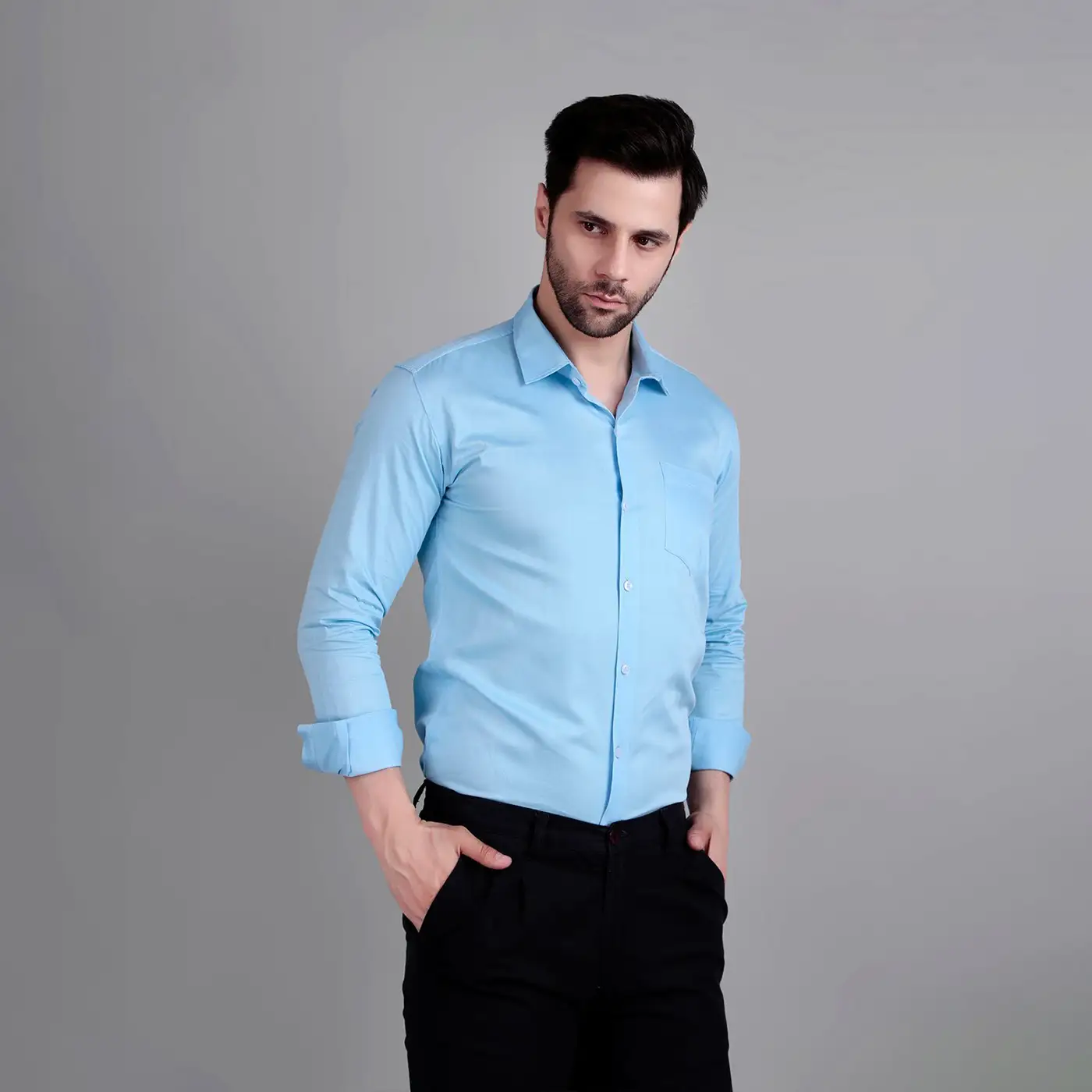 Sky Blue Semi Formal Shirt