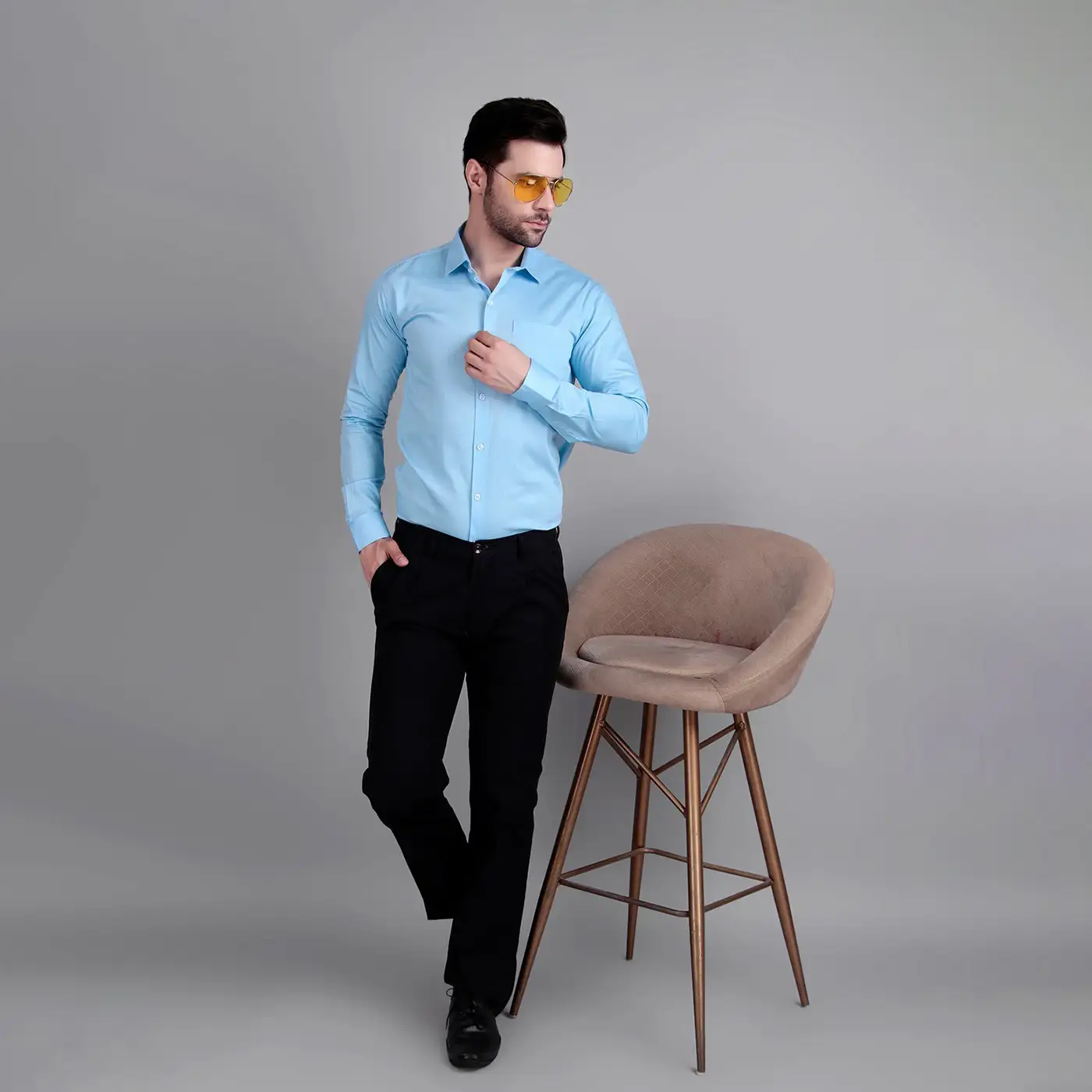 Sky Blue Semi Formal Shirt
