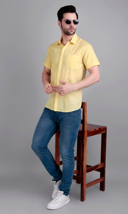 Yellow Casual Half Shirt