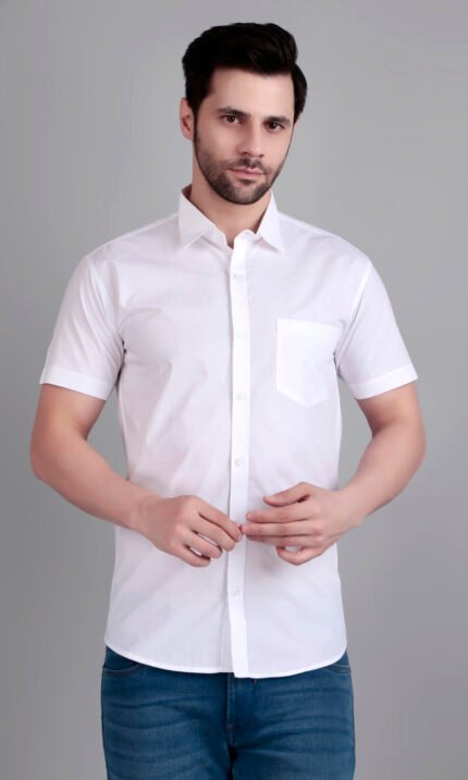 white casual half shirt