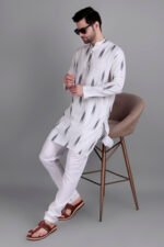 White Handloom Ikkat Kurta