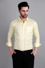 Dor Solid Semi Formal shirt- Lemon Yellow - Image 3
