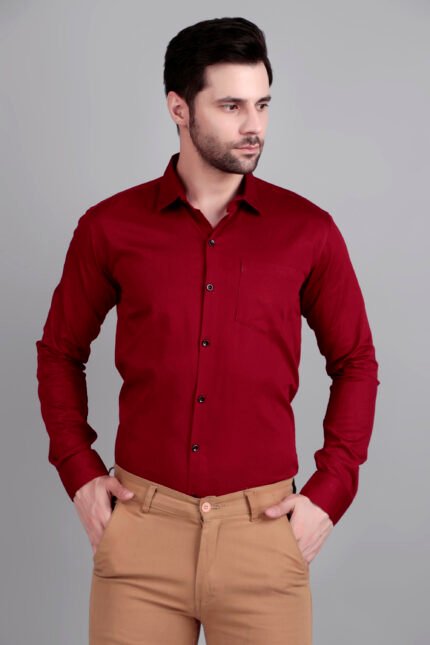 solid maroon formal shirt