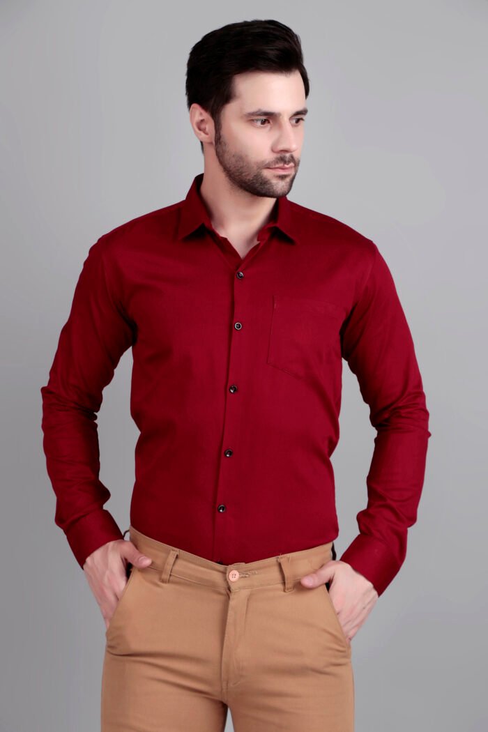 solid maroon formal shirt