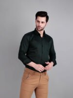 Solid Semi Formal Olive Green Shirt