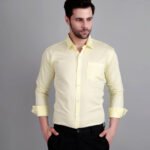 Dor Solid Semi Formal shirt- Lemon Yellow