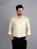 Solid Semi Formal Lemon Yellow Shirt