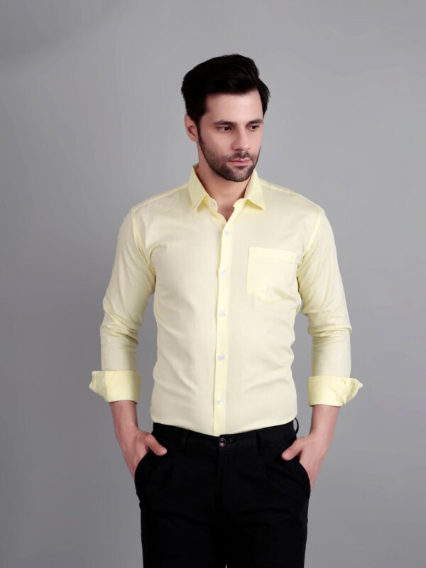 Solid Semi Formal Lemon Yellow Shirt