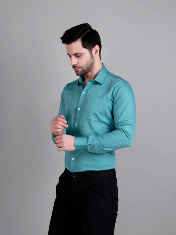 Solid Semi Formal Blue Shirt