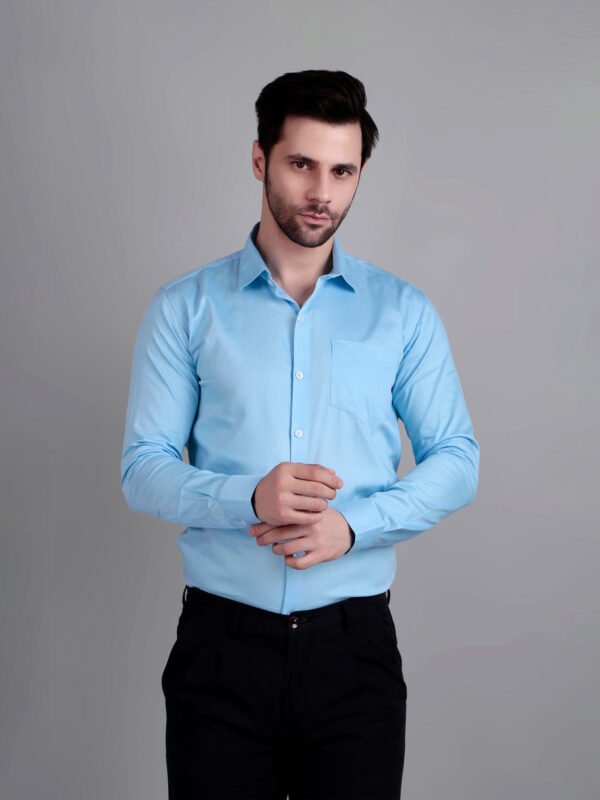 Solid Semi Formal Sky Blue Shirt