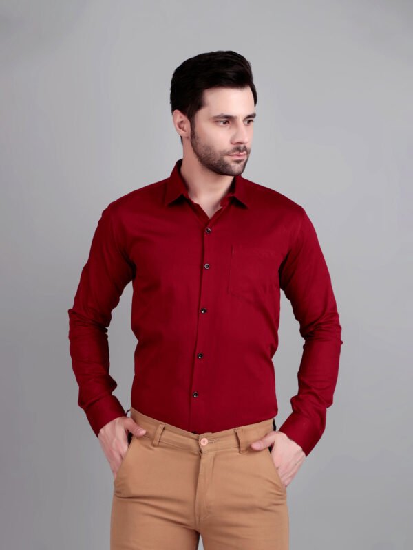 Solid Semi Formal Maroon Shirt