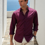 dor classic solid purple cotton shirt