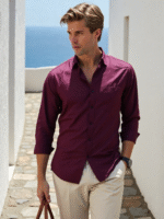 dor classic solid purple cotton shirt