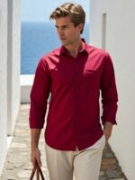 Dor Classic Solid Wine Cotton Shirt