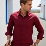 Dor Classic Solid Wine Cotton Shirt