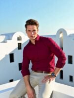 Dor Classic Solid Wine Cotton Shirt