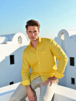 Dor Pure Cotton Yellow Satin Printed Shirt