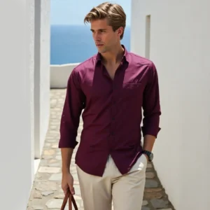 dor classic solid purple cotton shirt