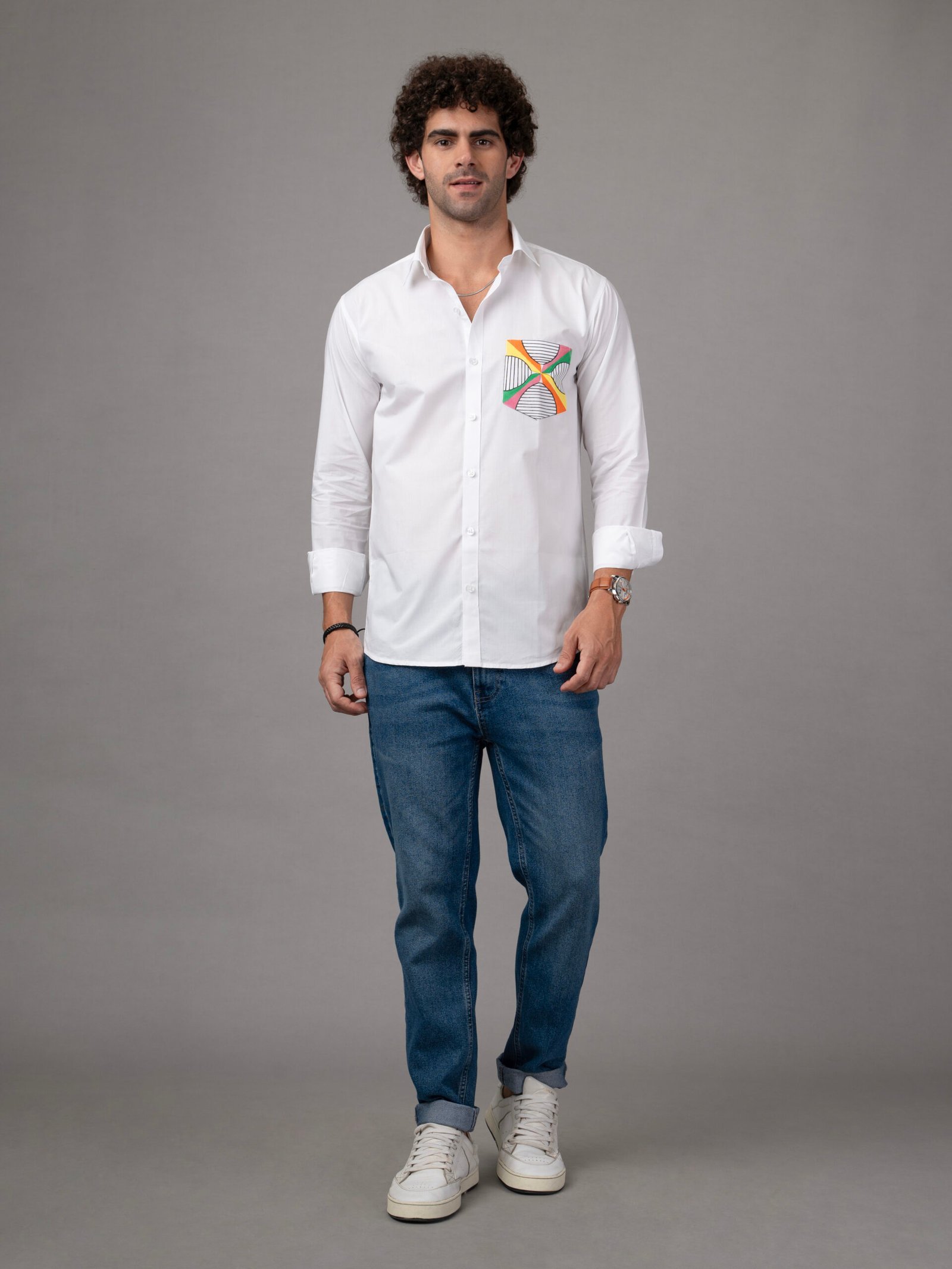 Dor Casual hand painted shirt-Concentric line - Image 4