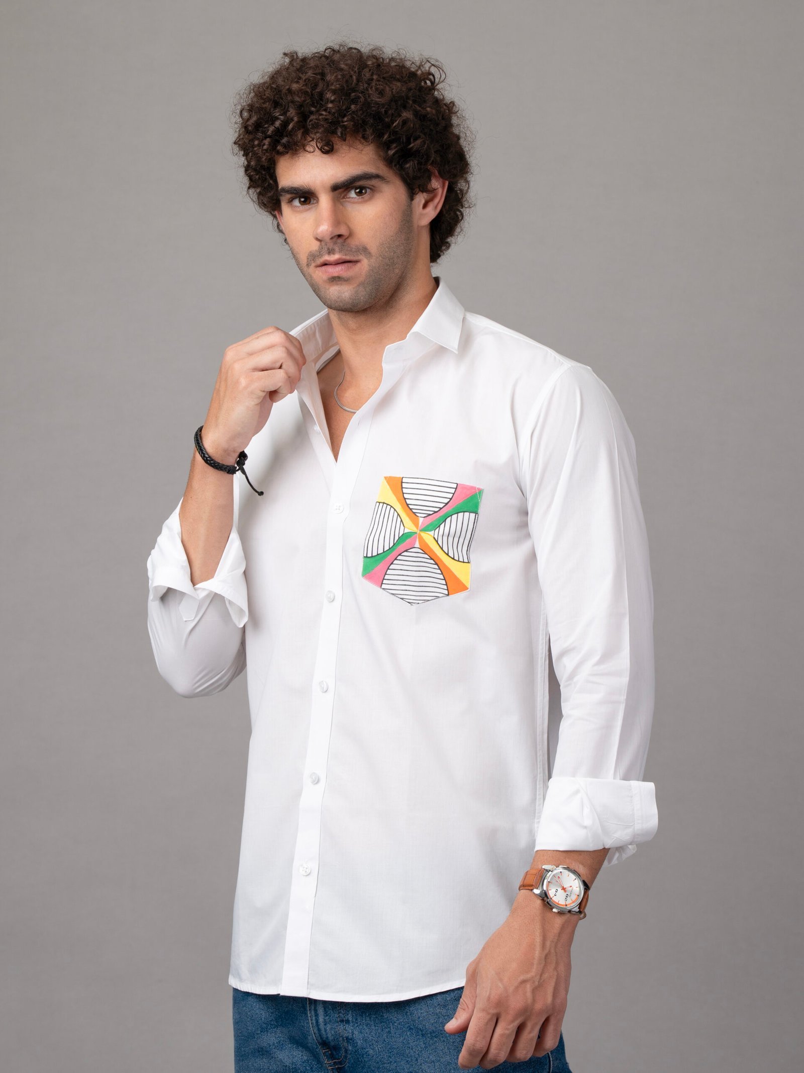Hand Painted Shirt Concentric Line Art