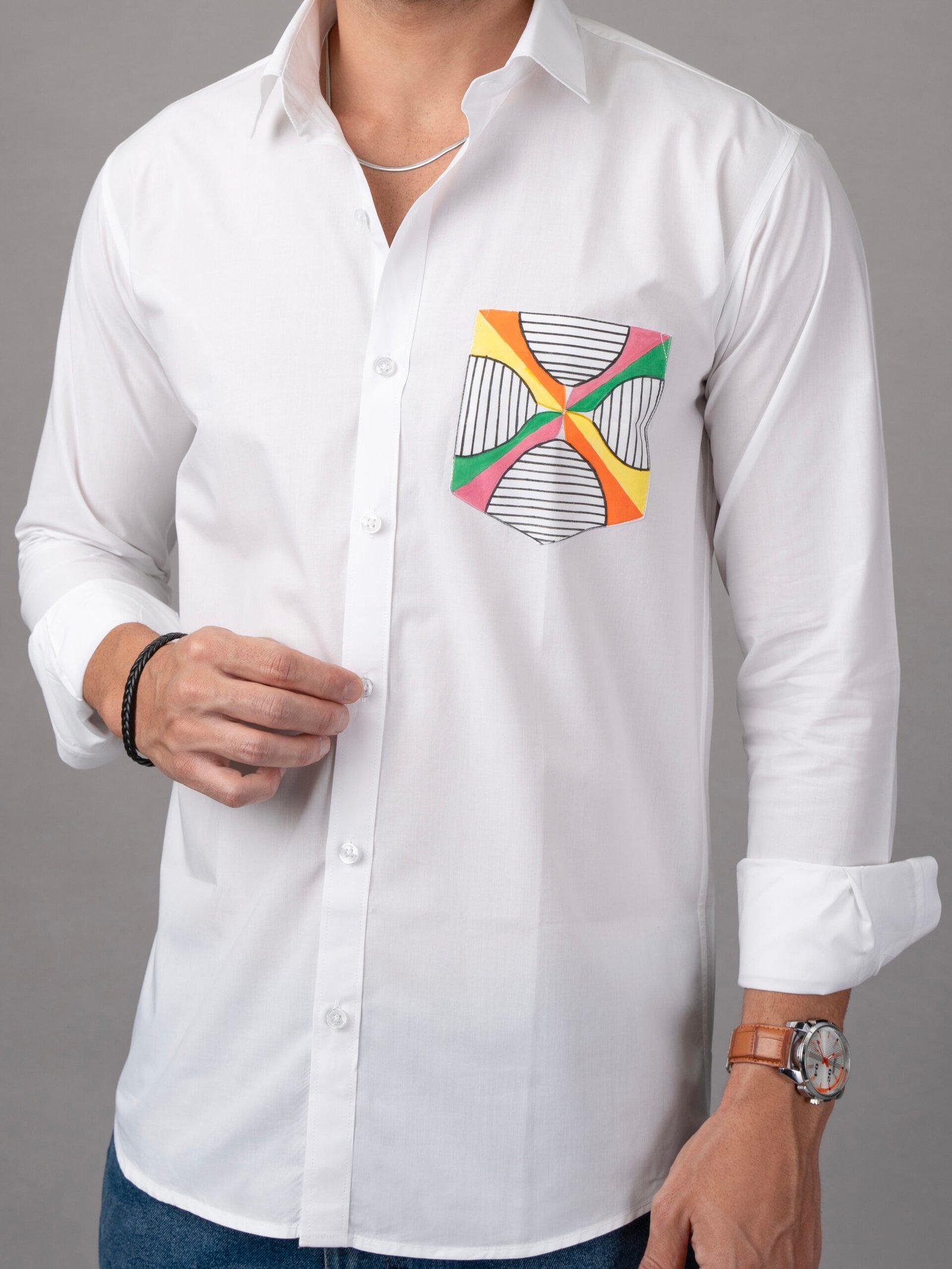 Dor Casual hand painted shirt-Concentric line - Image 3