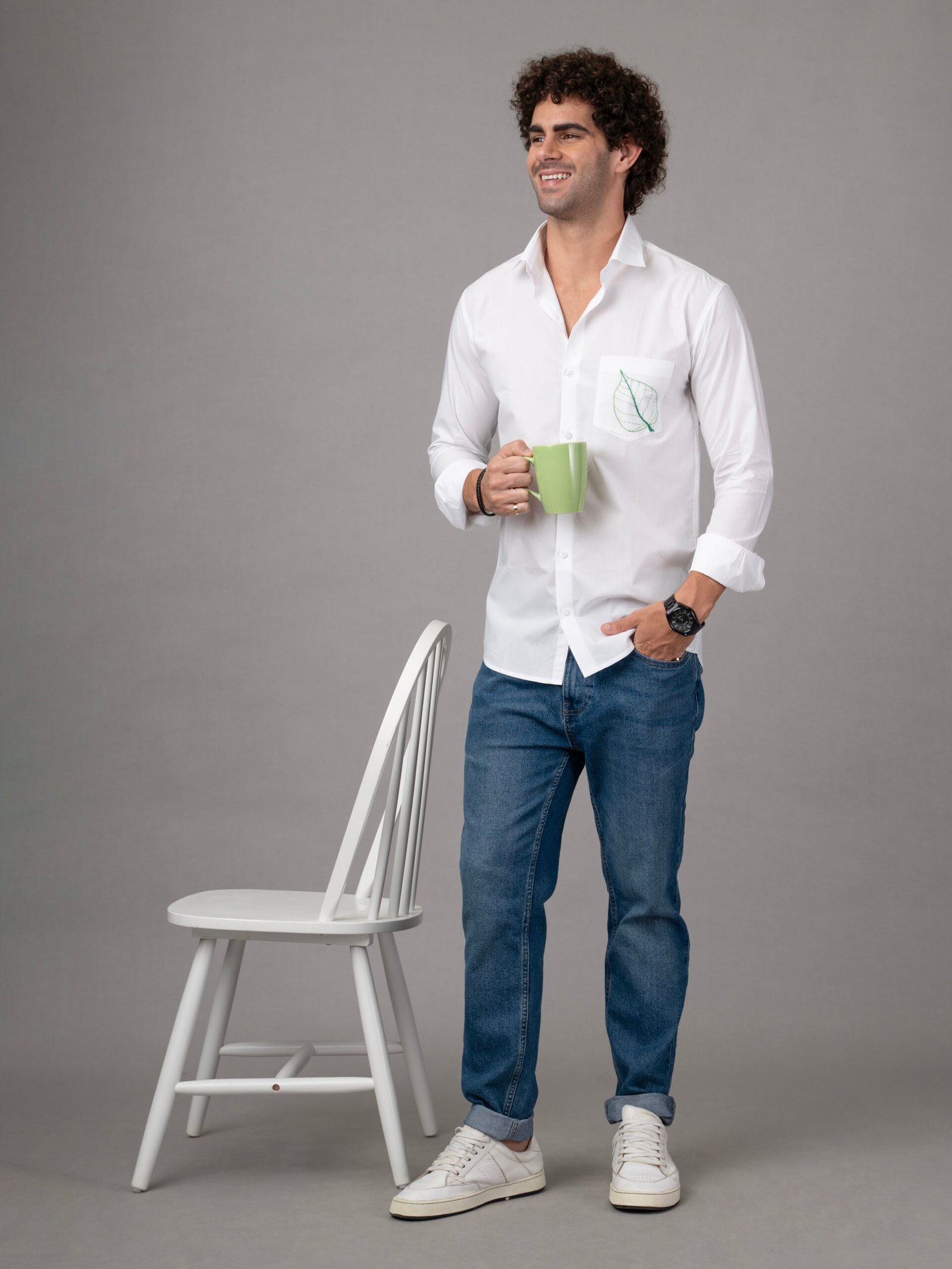 Dor Casual hand embroidered shirt-Leaf - Image 3