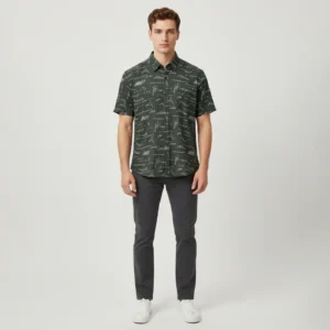 Emperor Dobby Printed Half Shirt