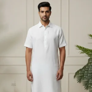 Dor White Half Kurta  – Premium Cotton Ethnic Wear